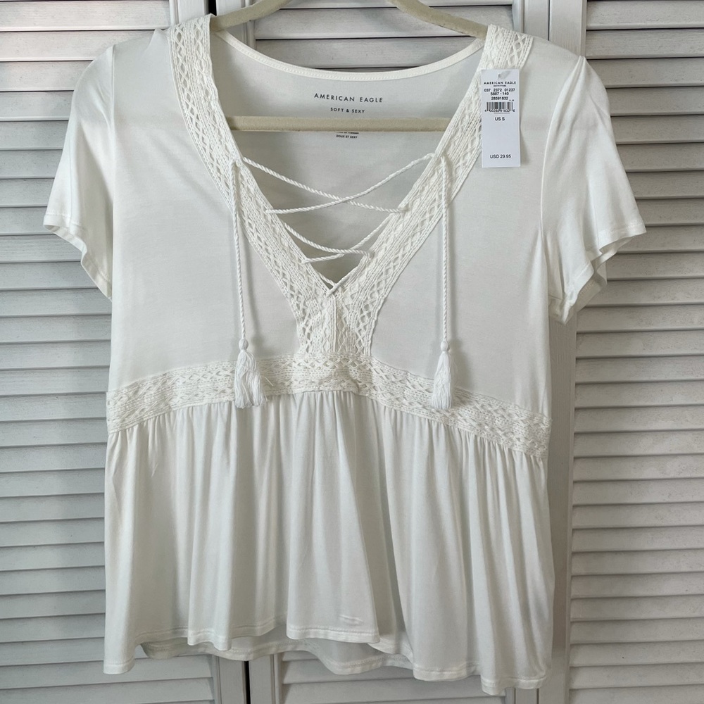 NWT White Flowy Top